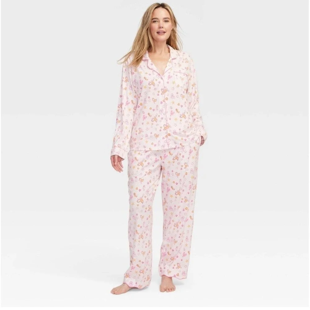 Roller Rabbit x Target Sea Life Pajama Set Pink Long Sleeve Pants Women XXS NEW